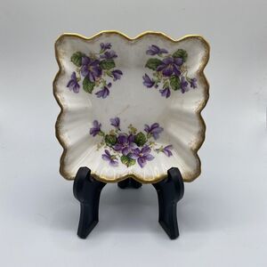 Paragon By Appointment Fine Bone China Floral Purple /Gold Trinket Ashtray Bowl
